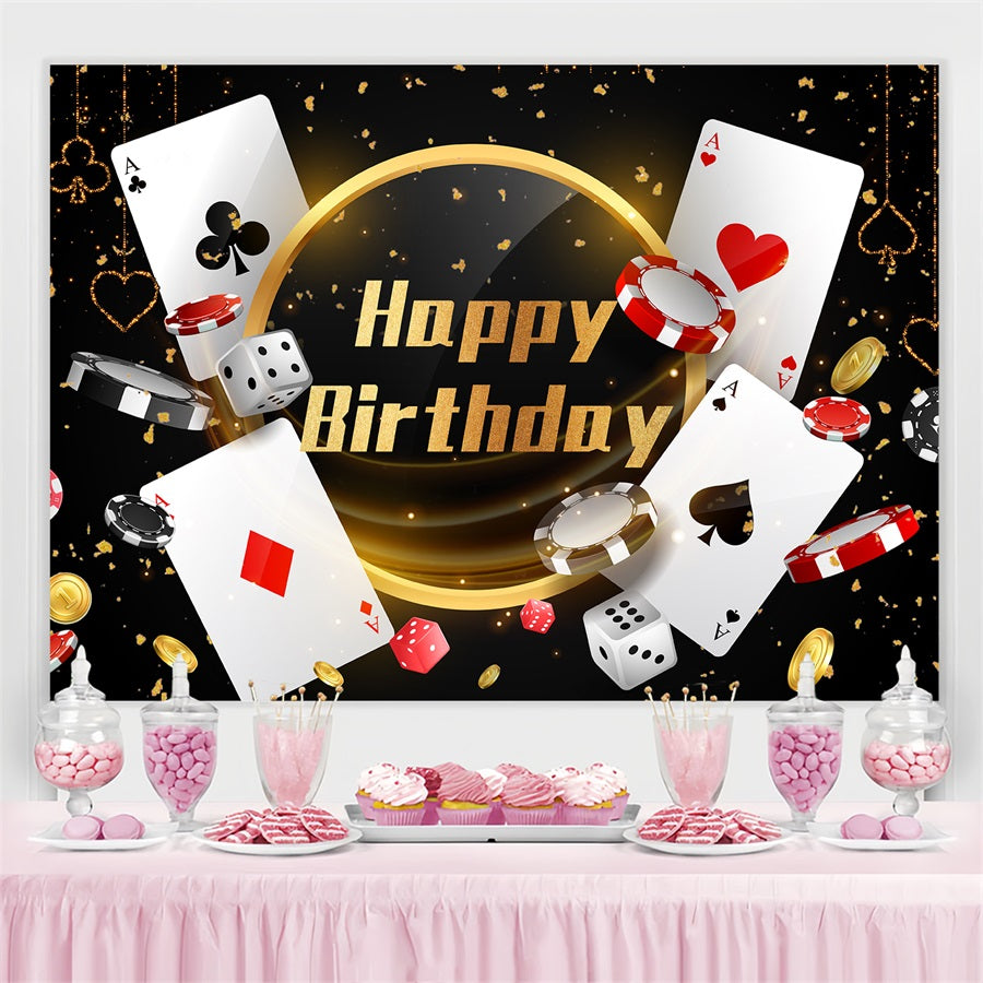 Toile de fond Anniversaire Personnalisé Poker Fête Or GTY3-247