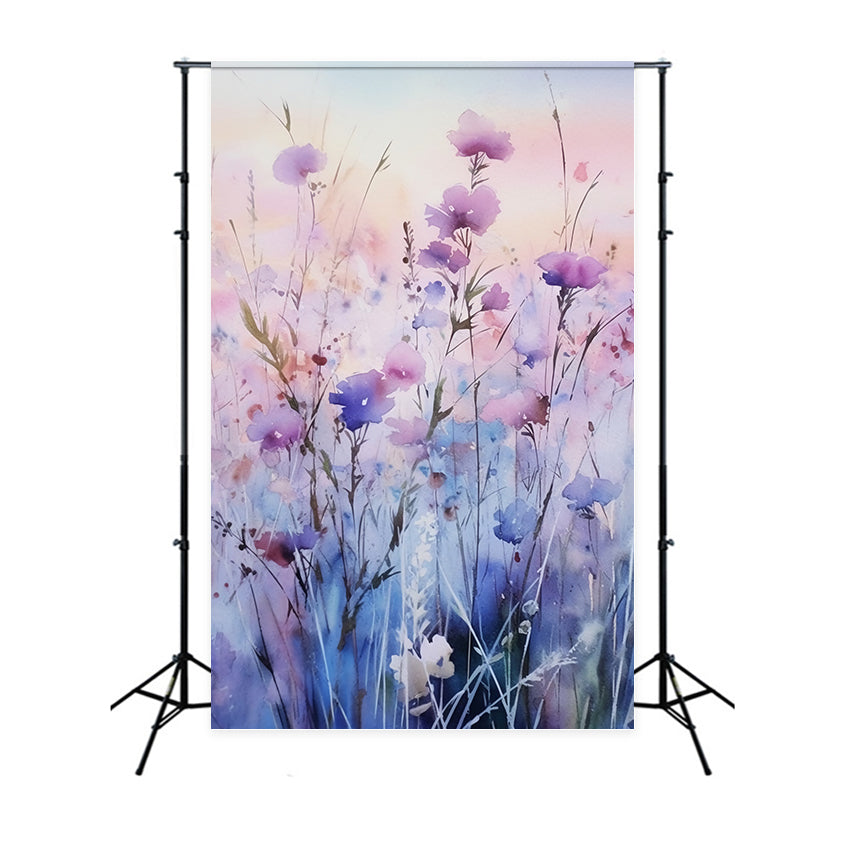 Toile de fond Fleurs Violettes Jardin Sauvage Rêveur Violet GTY3-25