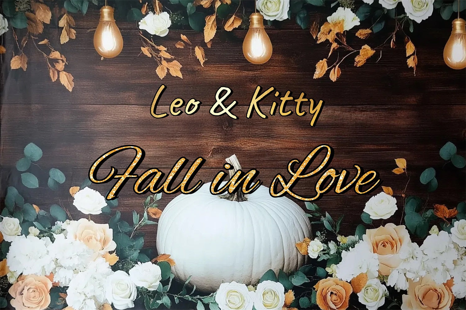 Toile de fond Photo Mariage Personnalisable Citrouilles et Fleurs d’Automne GTY3-280