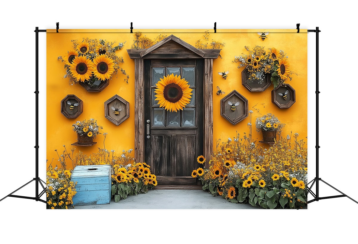 Toile de fond Été Tournesol Porte en Bois GTY3-284