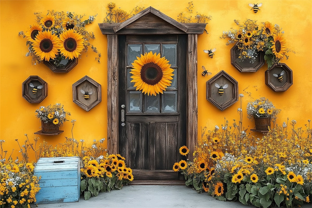 Toile de fond Été Tournesol Porte en Bois GTY3-284