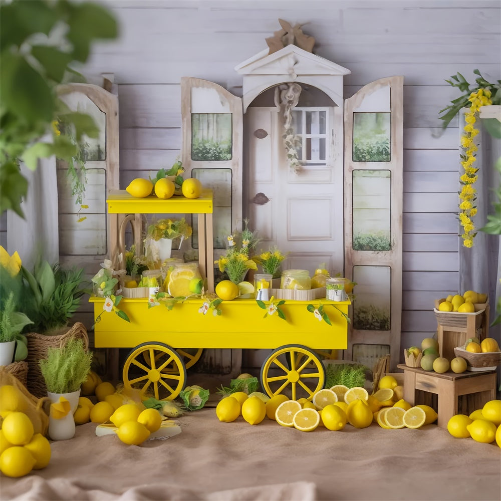 Toile de fond Été Citron Chariot Jaune Campagne GTY3-285