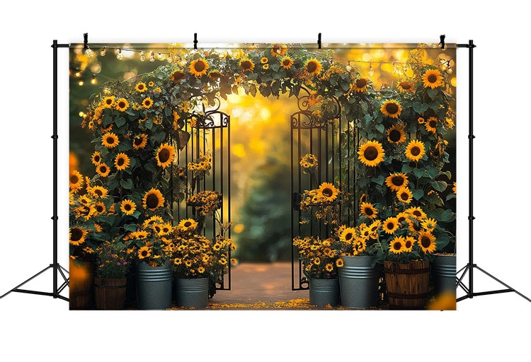Toile de fond Été Tournesol Portail en Fer GTY3-306