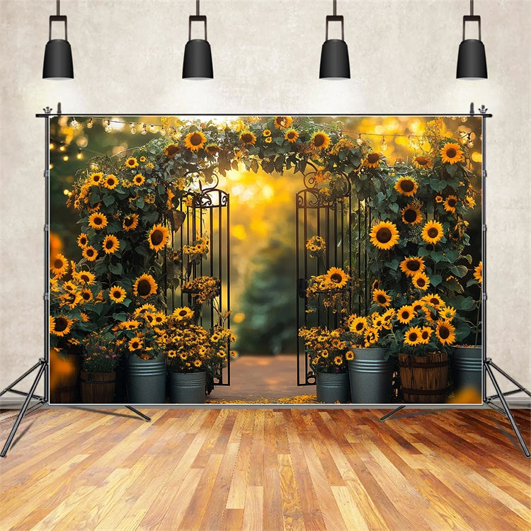 Toile de fond Été Tournesol Portail en Fer GTY3-306
