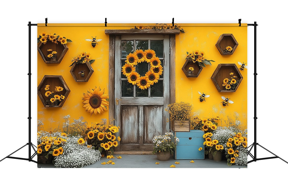 Toile de fond Été Porte Rustique Tournesol GTY3-311