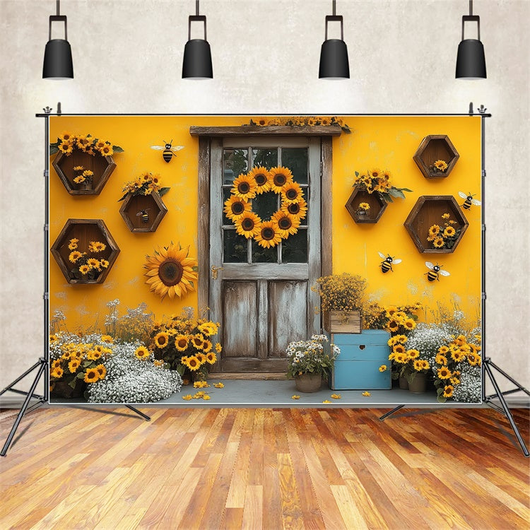 Toile de fond Été Porte Rustique Tournesol GTY3-311