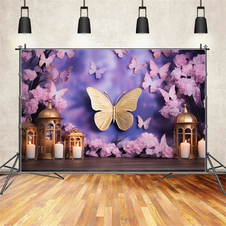 Toile de fond Été Papillon Violet Lumineux Fantaisie GTY3-397