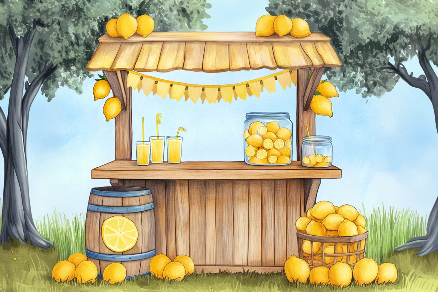 Toile de fond Été Arbre de Limonade Jardin GTY3-406