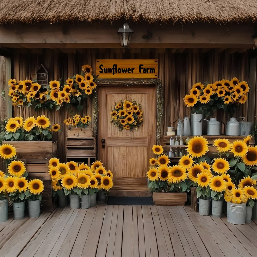 Toile de fond Été Maison Rustique Tournesols GTY3-409