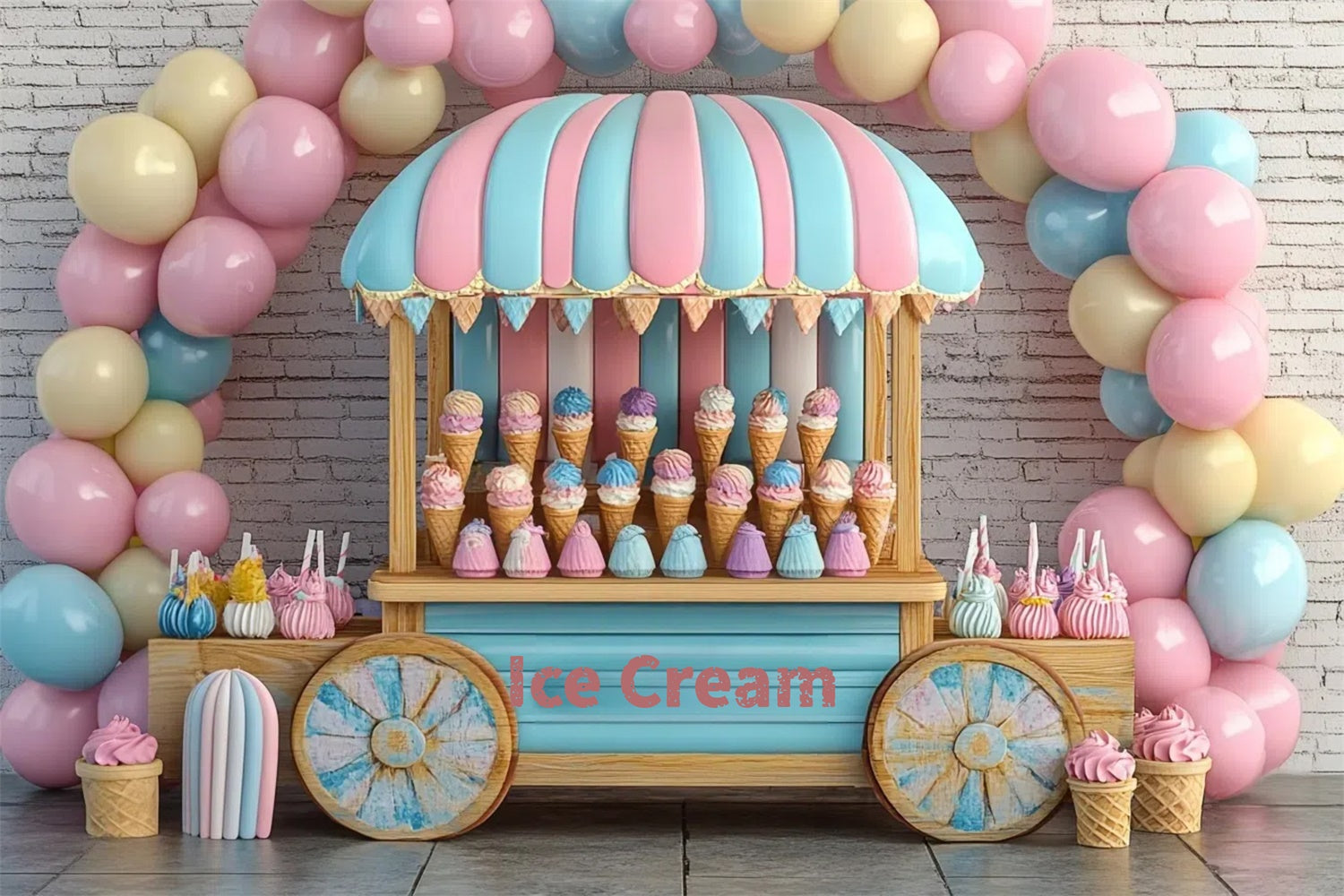 Toile de fond Été Chariot à Bonbons Glace GTY3-411