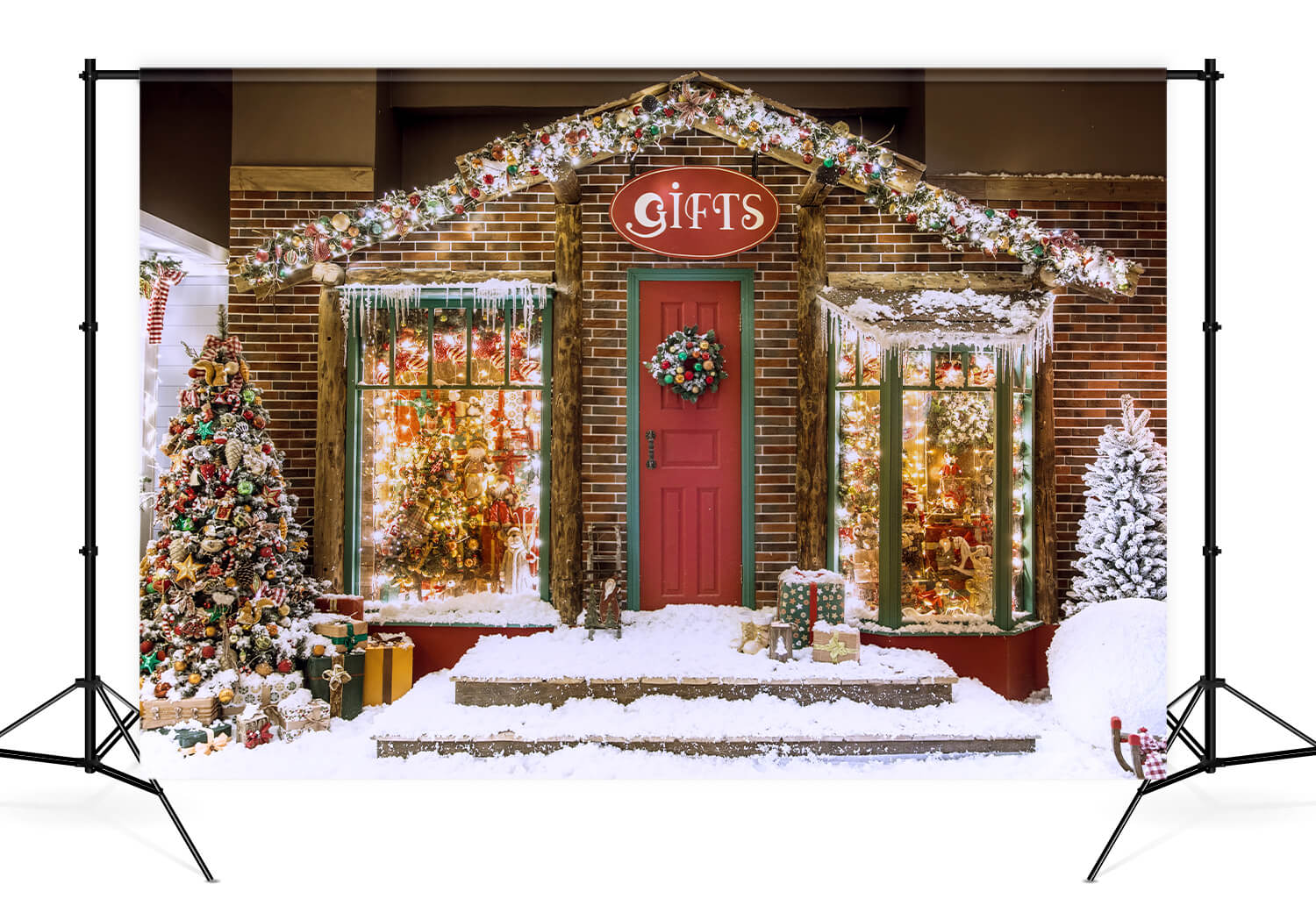 Cadeaux de Noël Gingerbread House Photographie Toile de fond KAT-28