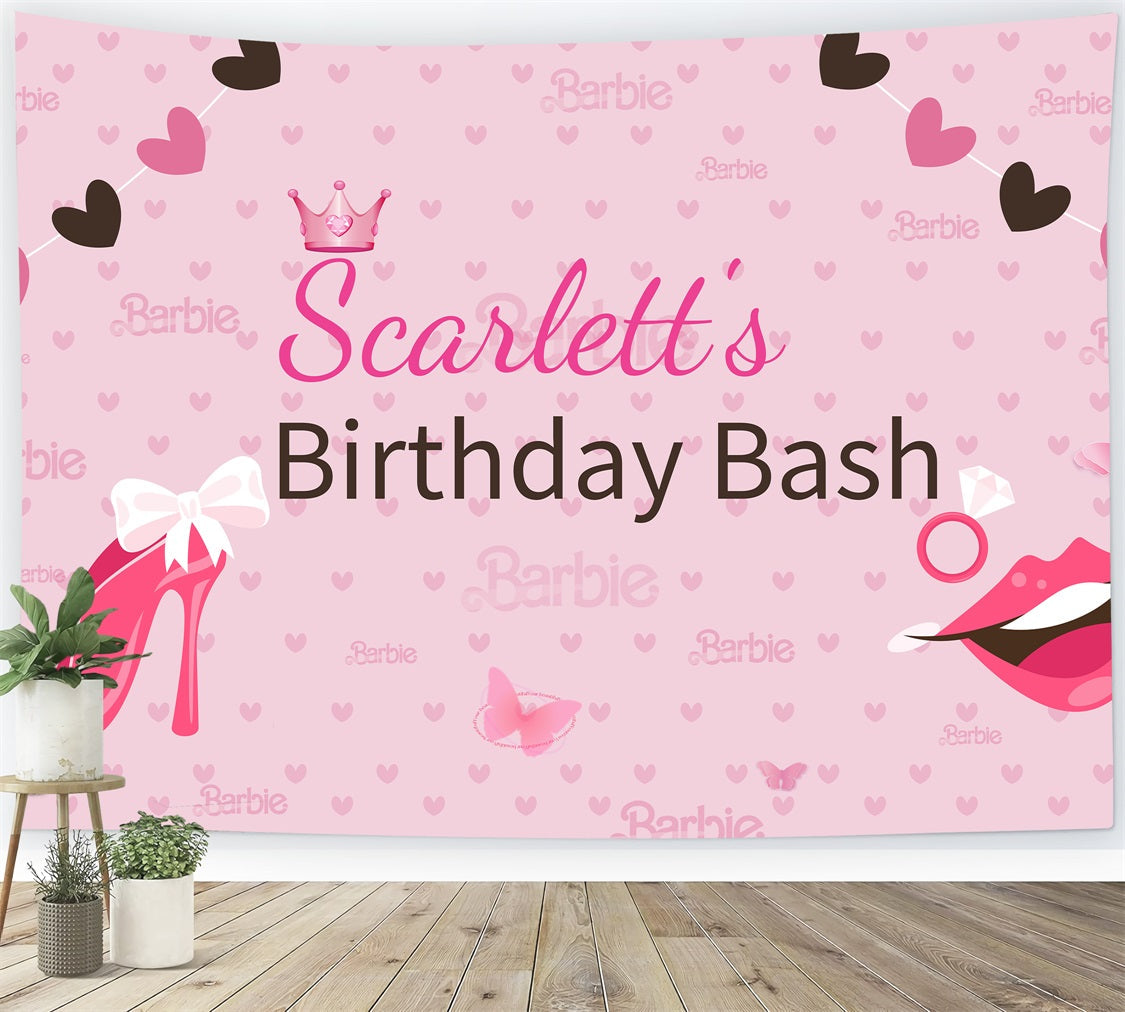 Toile de fond Anniversaire Personnalisable Poupée de Mode Fête Scarlett Rose LXX1-207