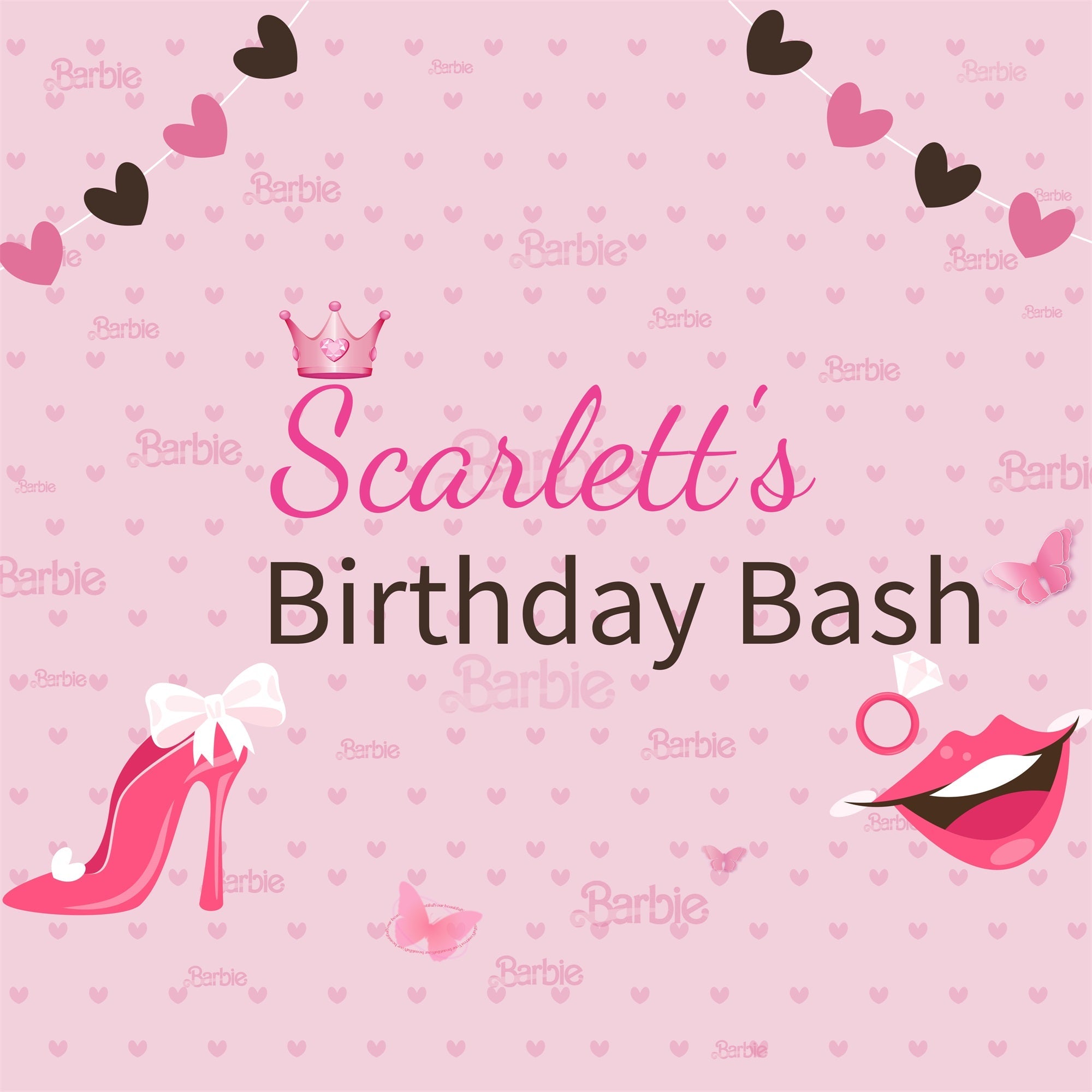 Toile de fond Anniversaire Personnalisable Poupée de Mode Fête Scarlett Rose LXX1-207