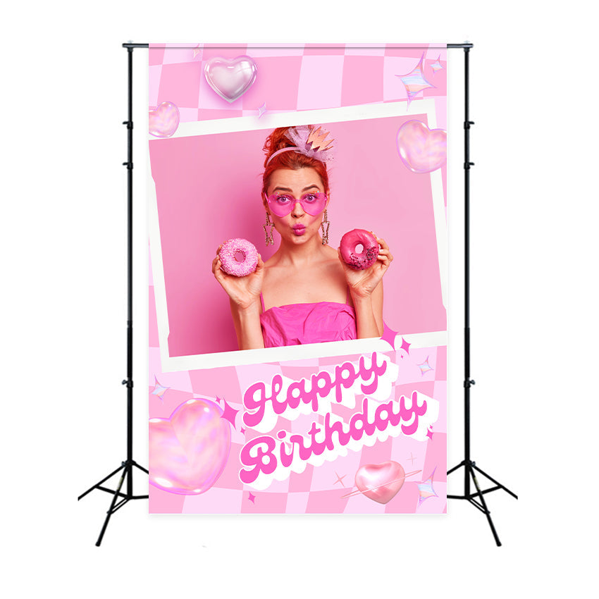 Toile de fond Joyeux Anniversaire Personnalisable Poupée de Mode Charme Rétro LXX1-212