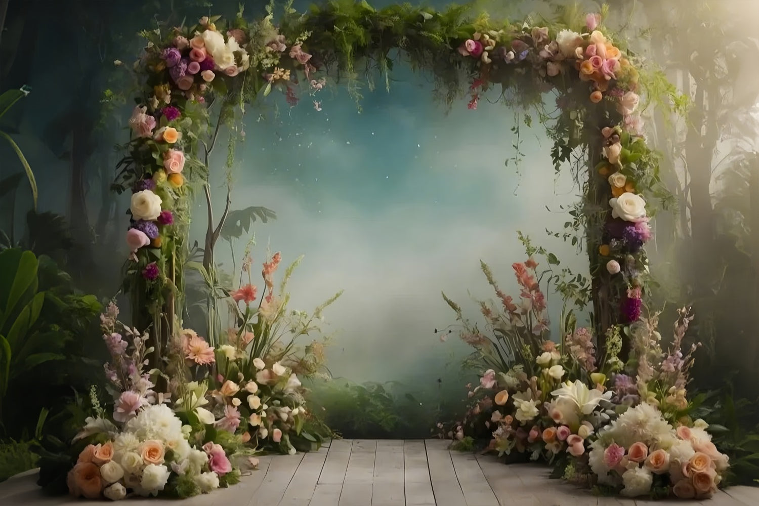 Toile de fond Animal Familier Élégante Arche Florale LXX1-251