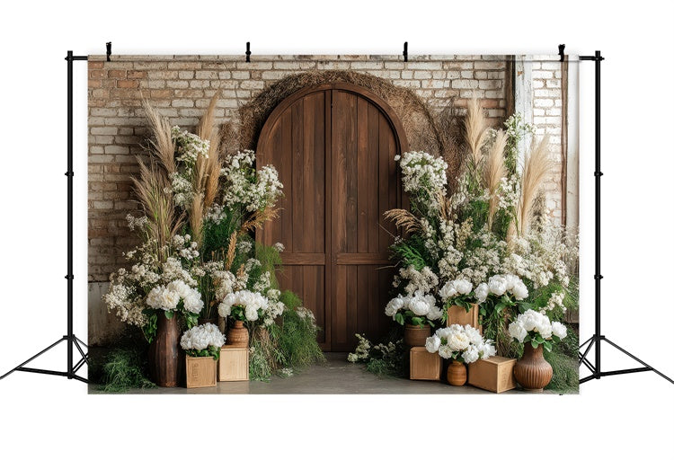 Toile de fond Animal de compagnie Porte en Bois Rustique Fleurs LXX1-255