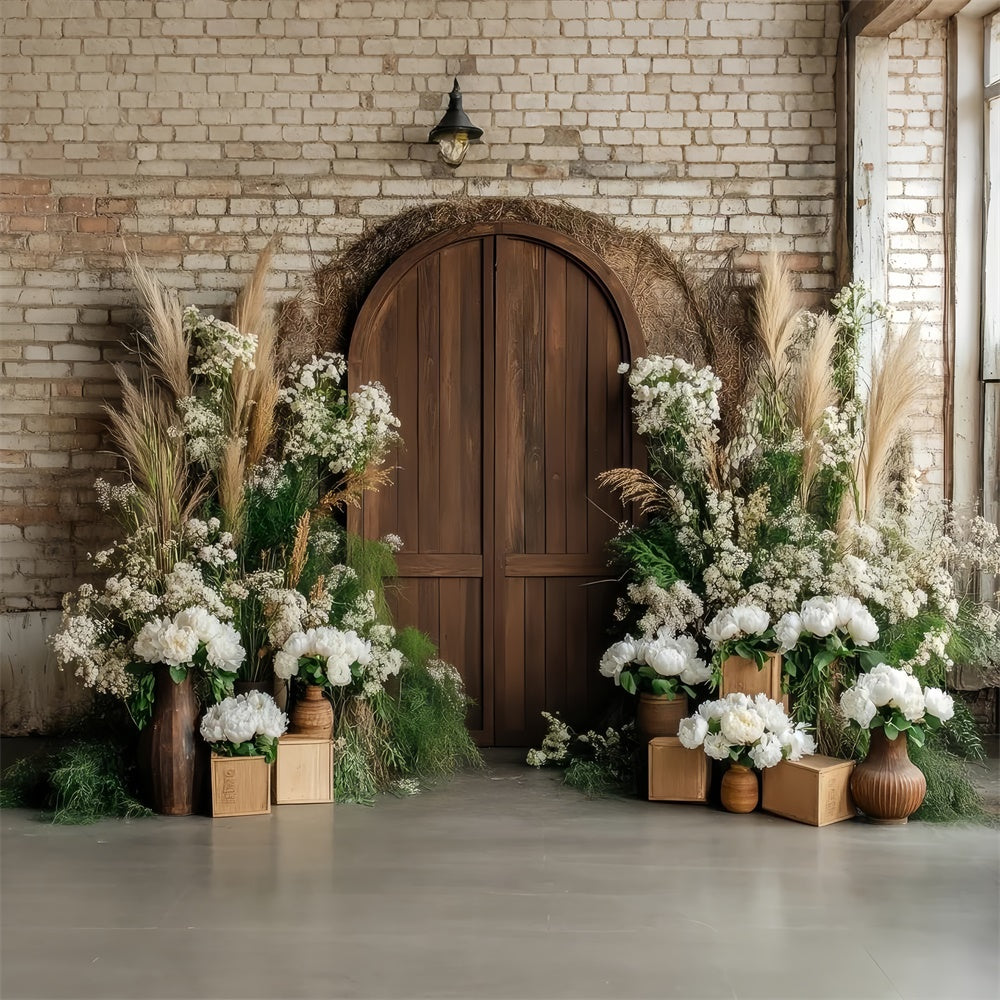 Toile de fond Animal de compagnie Porte en Bois Rustique Fleurs LXX1-255