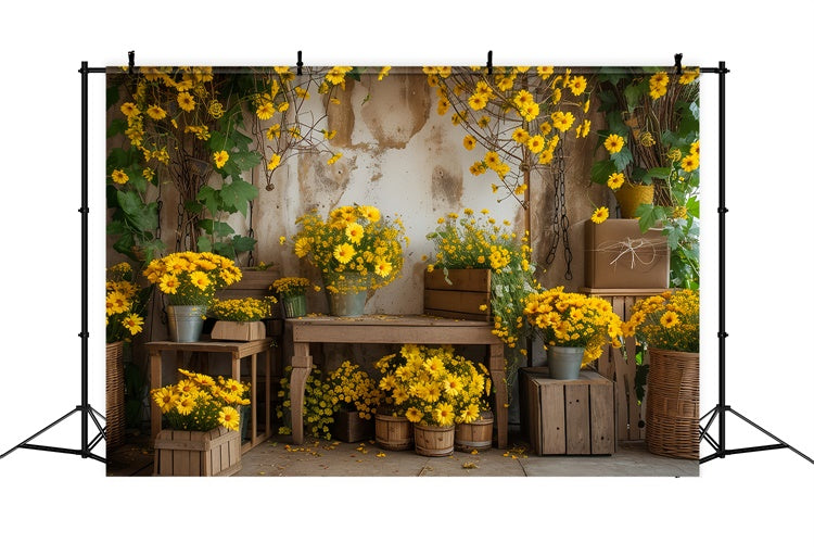 Toile de fond Animal de compagnie Rustique Jaune Floral LXX1-262