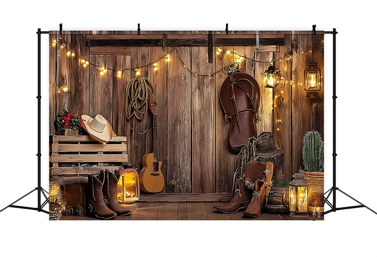 Toile de fond Animal de compagnie Campagne Guitare Selle Lanterne LXX1-265
