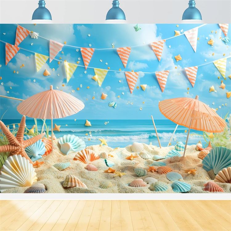 Toile de fond Animal de compagnie Coquillages Fête sur la Plage LXX1-295