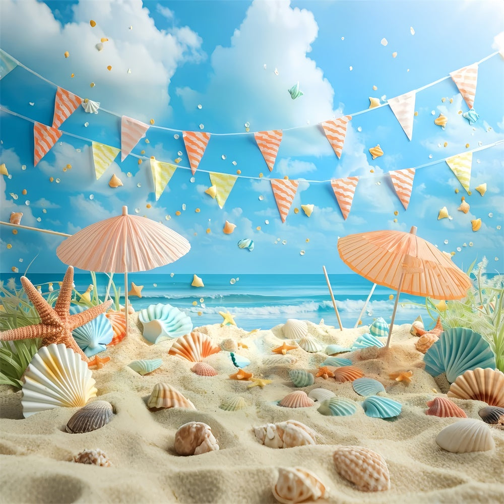 Toile de fond Animal de compagnie Coquillages Fête sur la Plage LXX1-295