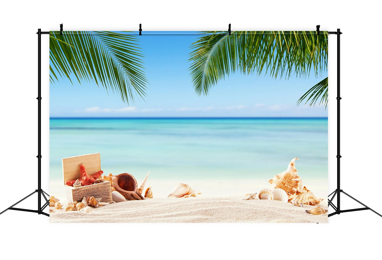 Toile de fond Ciel Tropical Coquillages Océan Calme LXX1-308