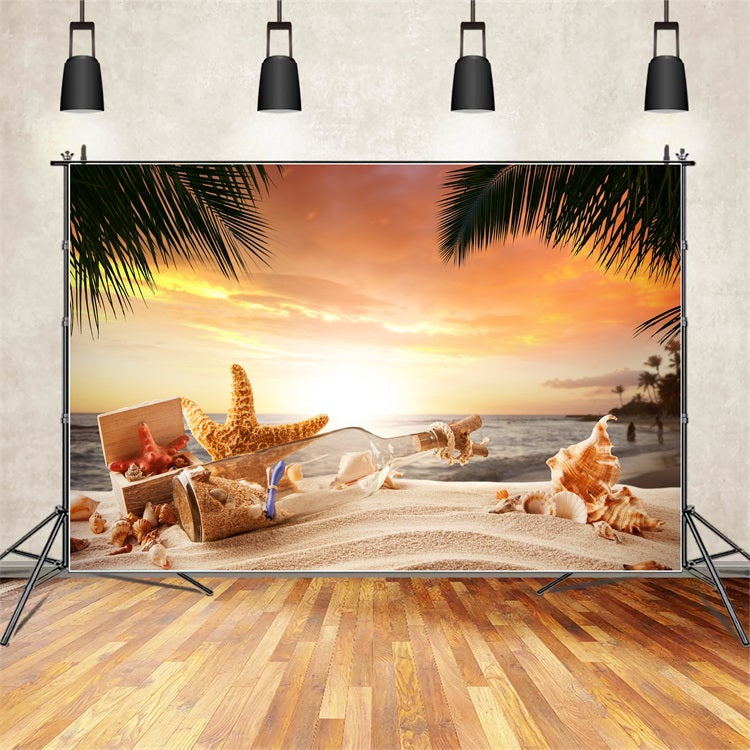 Toile de fond Ciel Romantique Coucher du Soleil Coquillages LXX1-310