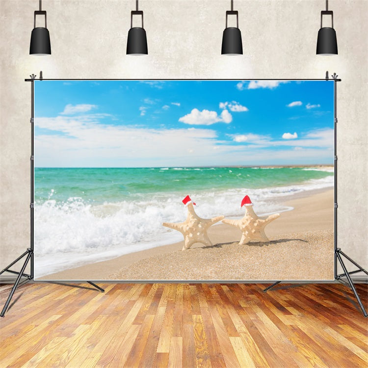 Toile de fond Ciel Avec Nuages Plage Festive Etoiles de Mer LXX1-314