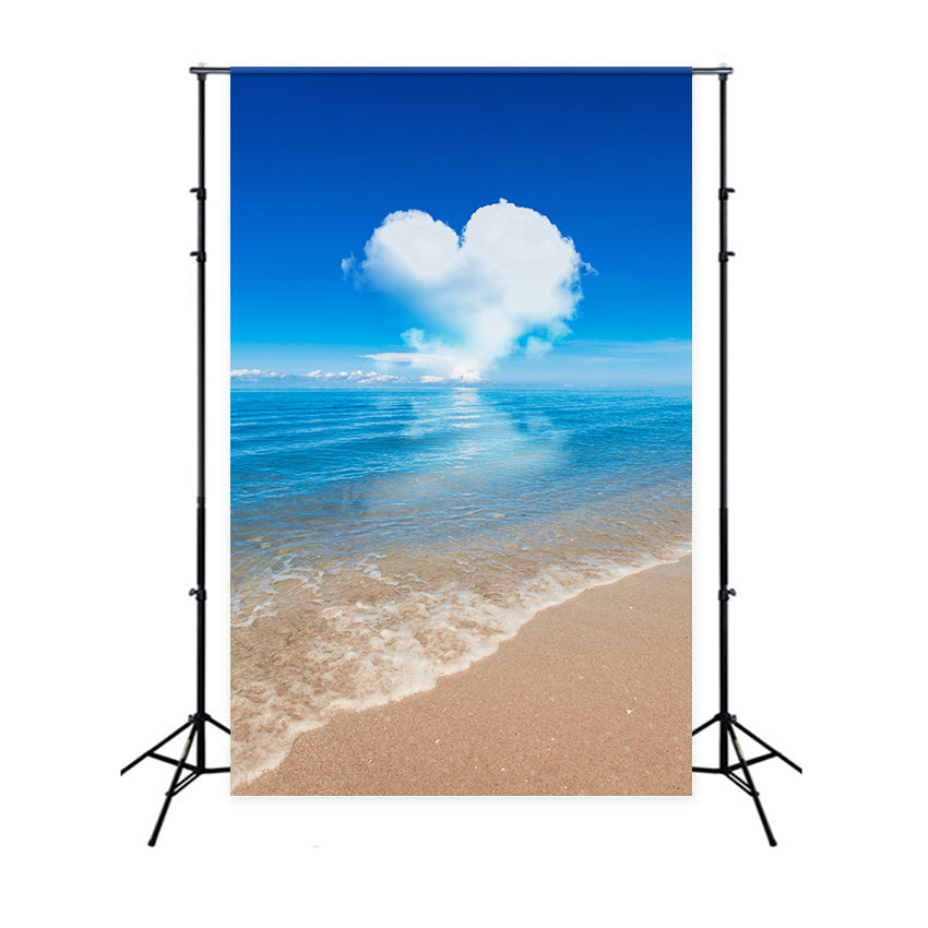 Toile de fond Ciel Bleu Océan Sérénité Nuage en Forme de Cœur LXX1-317