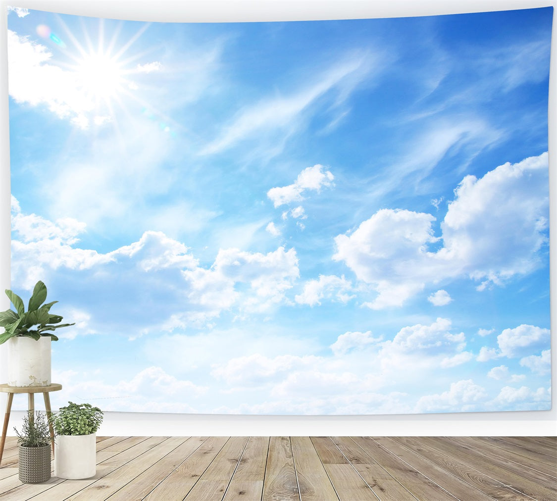 Toile de fond Ciel Nuages Radiants Soleil Tranquille LXX1-318