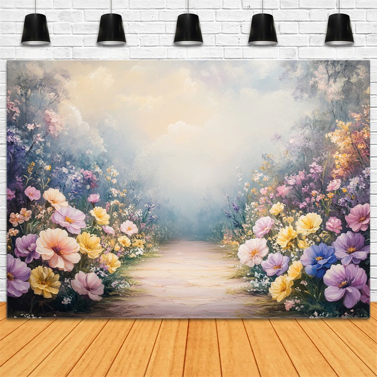 Toile de fond Printemps Rêve Chemin Fleurs Sauvages LXX1-92