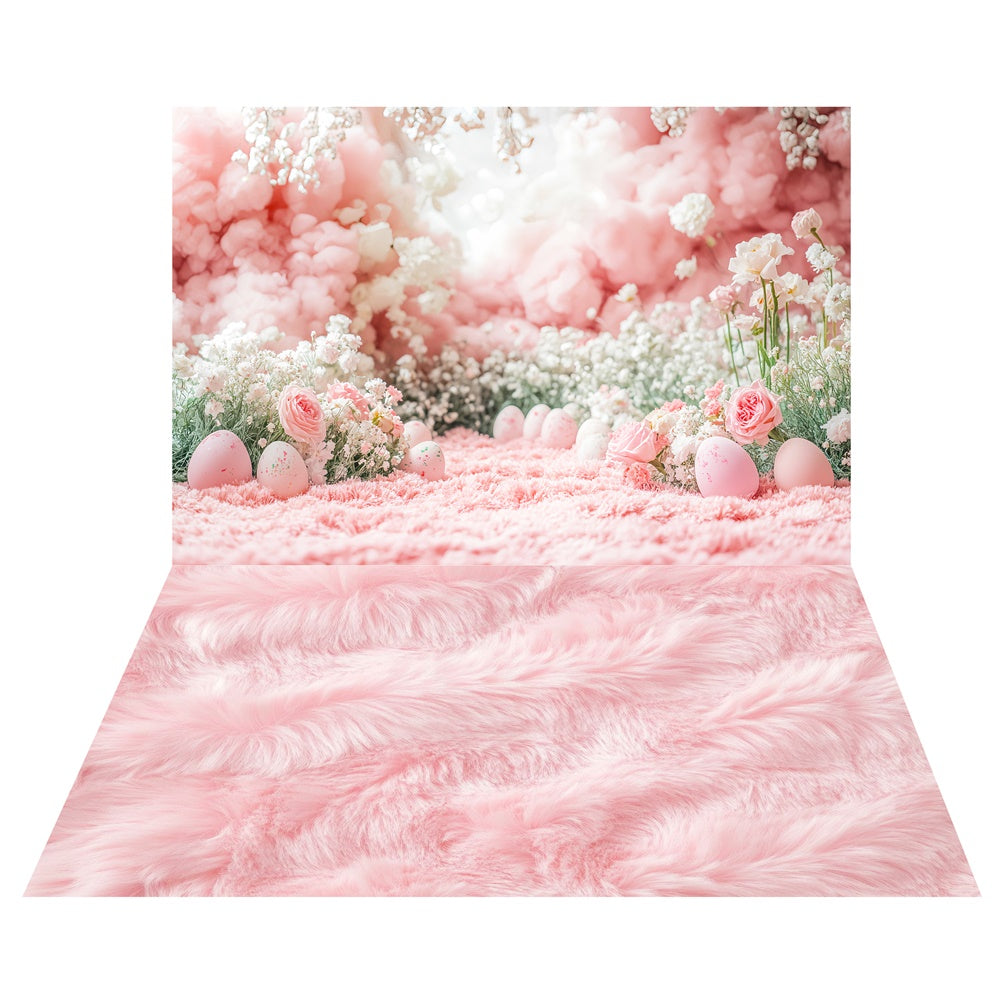 Toile de fond Éclosion Florale Pâques + Fond Sol Fourrure Douce LXX2-13