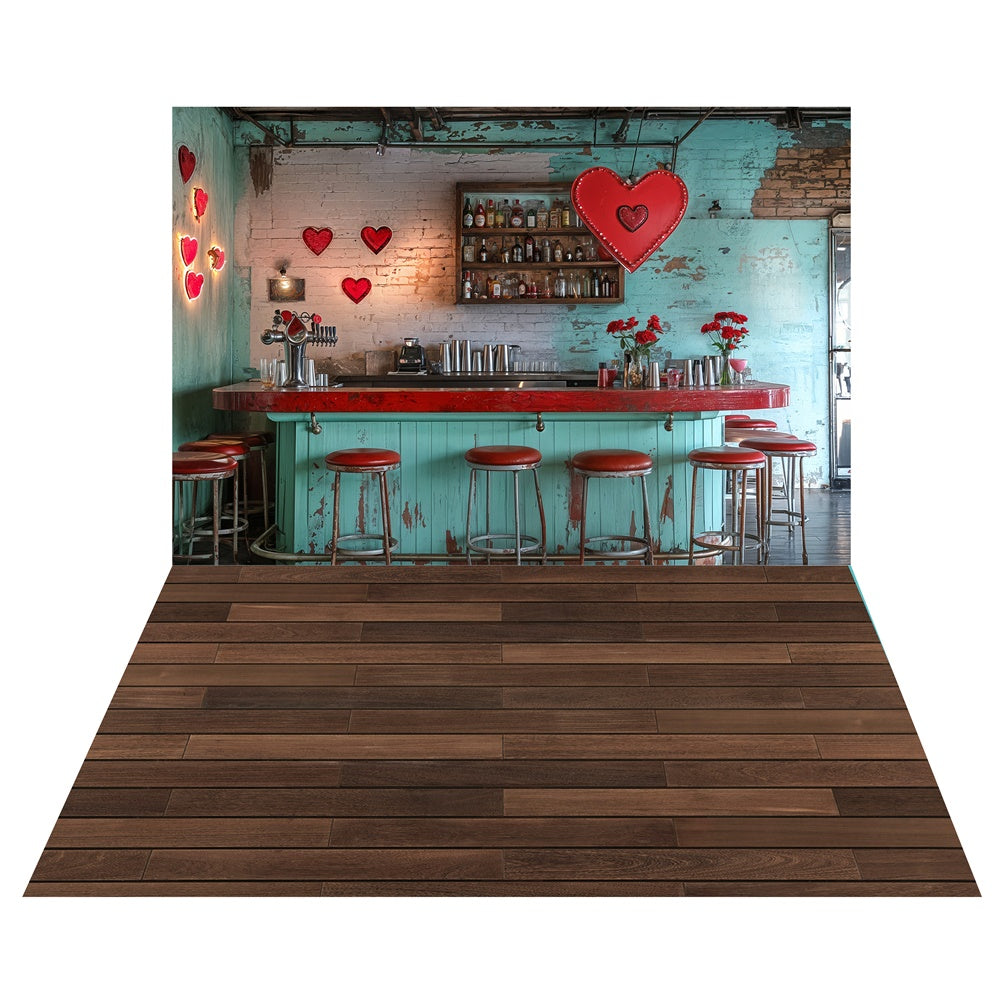 Toile de fond Pub Saint-Valentin + Fond Sol en Bois LXX2-3