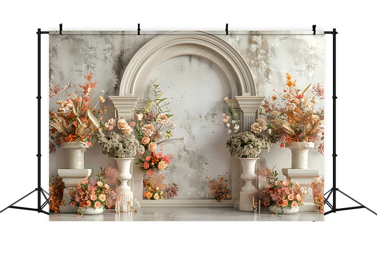 Toile de fond Printemps Arche de Crème Élégante Fleurs LXX2-35