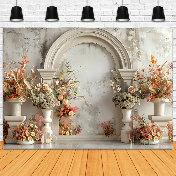 Toile de fond Printemps Arche de Crème Élégante Fleurs LXX2-35