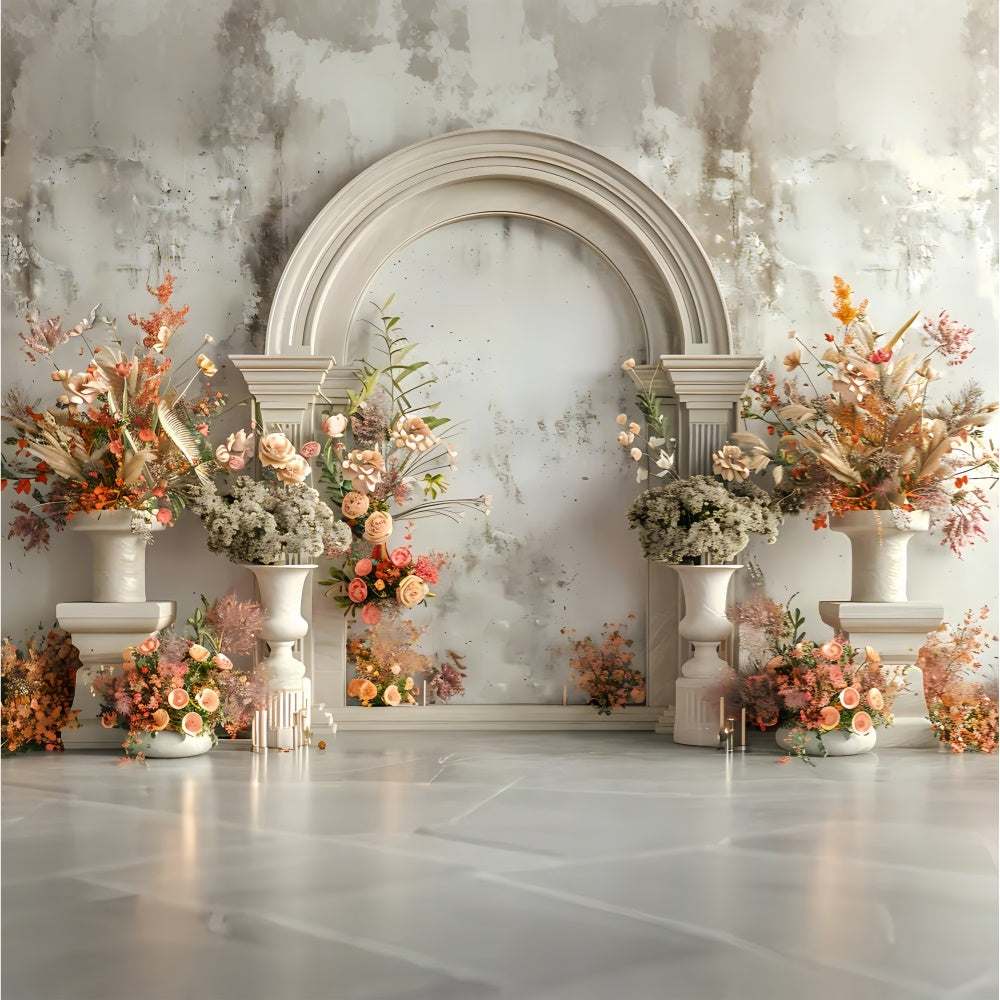 Toile de fond Printemps Arche de Crème Élégante Fleurs LXX2-35