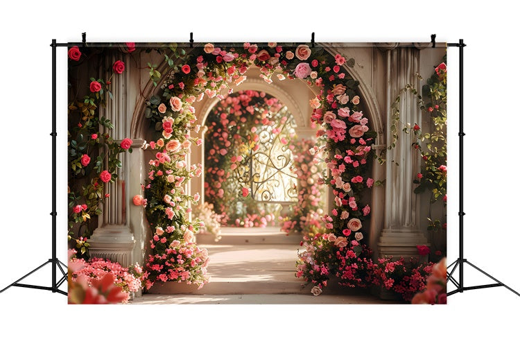 Toile de fond Printemps Chemin Romantique Jardin Rose LXX2-45