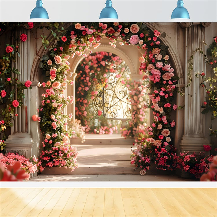 Toile de fond Printemps Chemin Romantique Jardin Rose LXX2-45