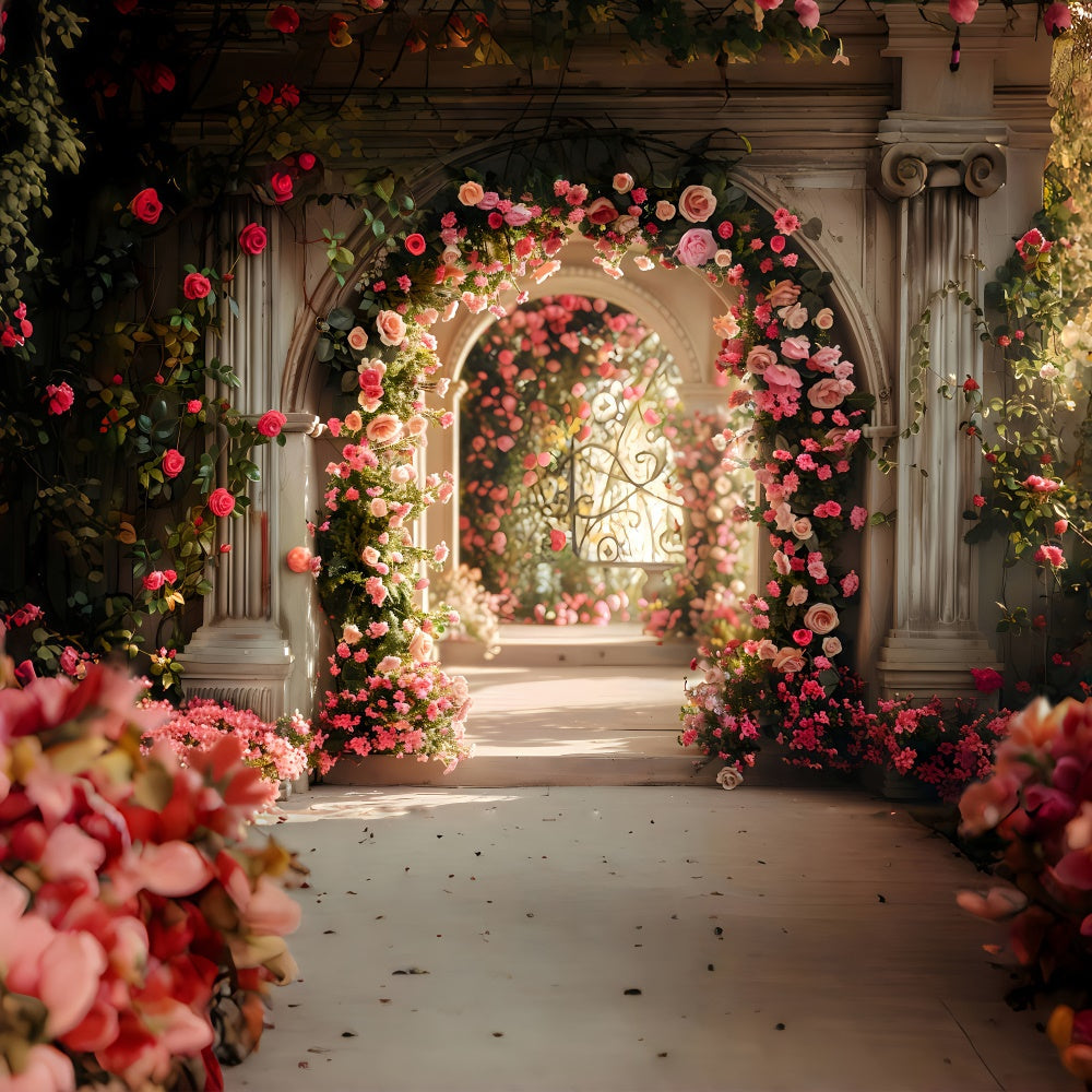 Toile de fond Printemps Chemin Romantique Jardin Rose LXX2-45