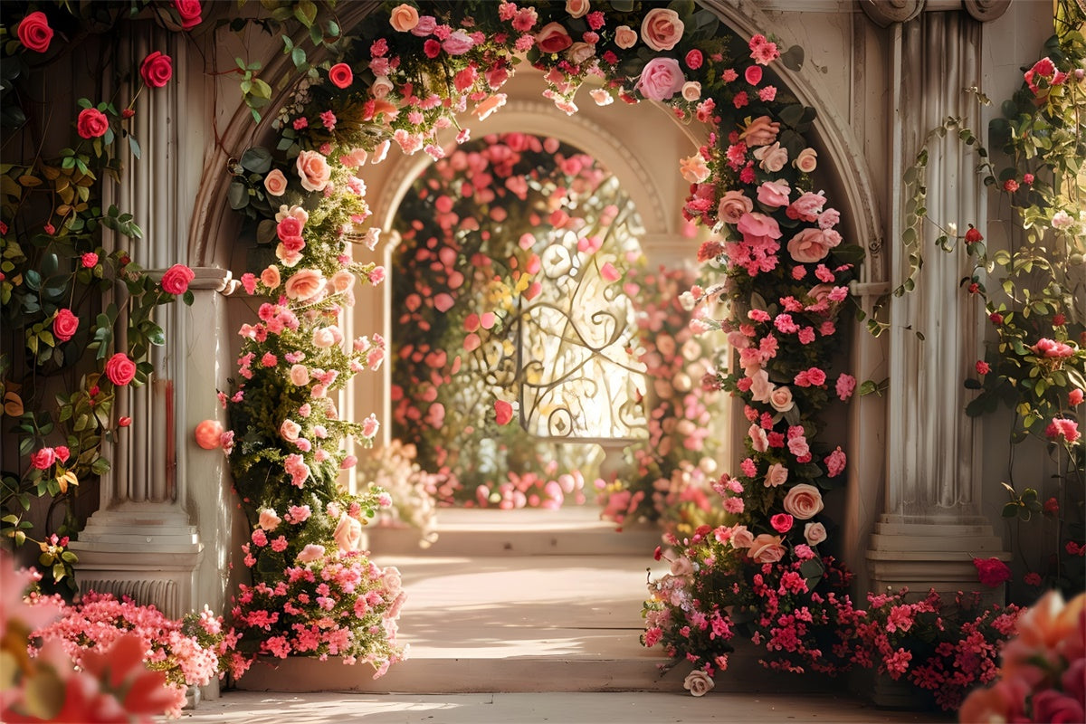 Toile de fond Printemps Chemin Romantique Jardin Rose LXX2-45