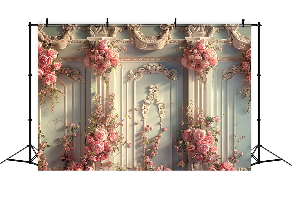 Toile de fond Printemps Mur de Rose Vintage Luxuriante LXX2-47
