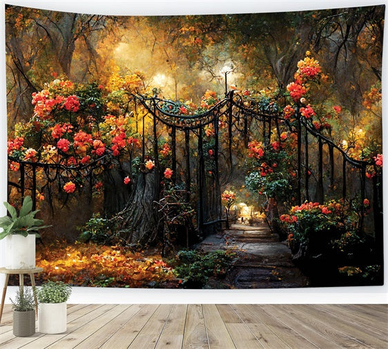 Fond Photo Floral Automne Portail de Jardin Fleurs LXX2-52