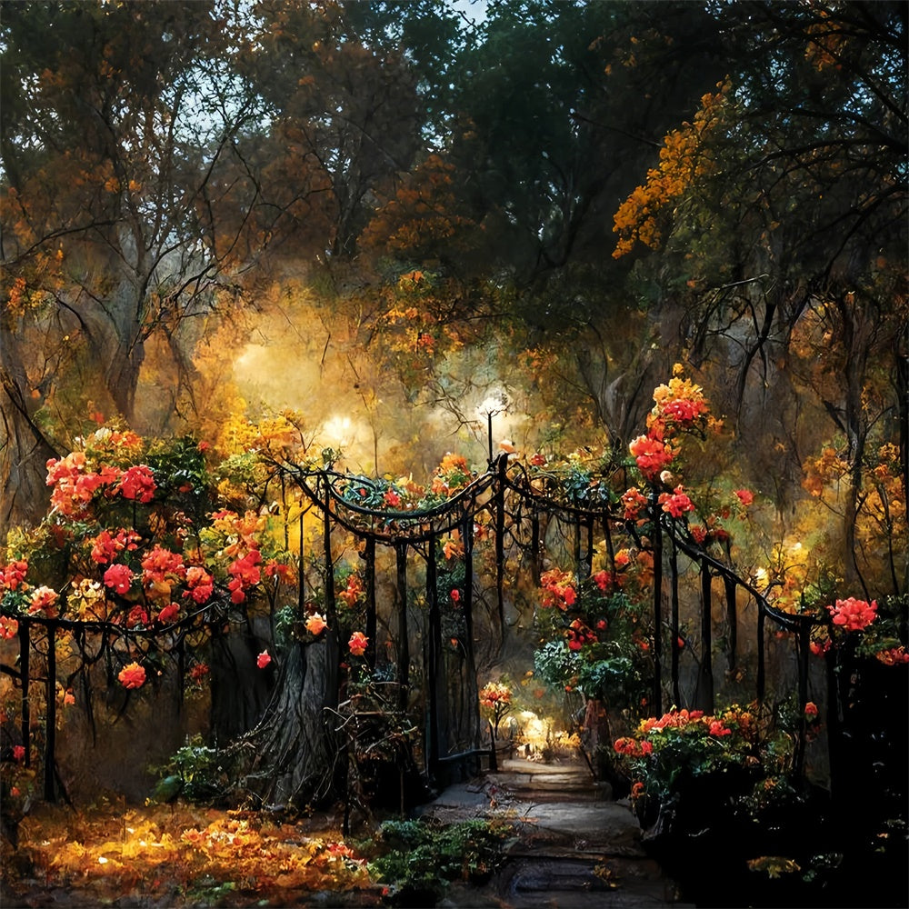 Fond Photo Floral Automne Portail de Jardin Fleurs LXX2-52