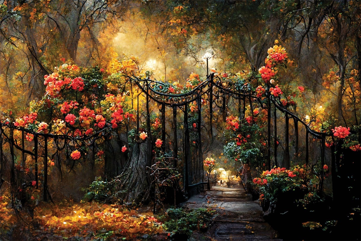Fond Photo Floral Automne Portail de Jardin Fleurs LXX2-52