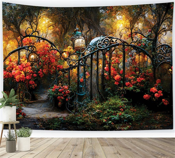 Fond Photo Fleur Chemin de Jardin d'Automne Portail en Fer LXX2-53