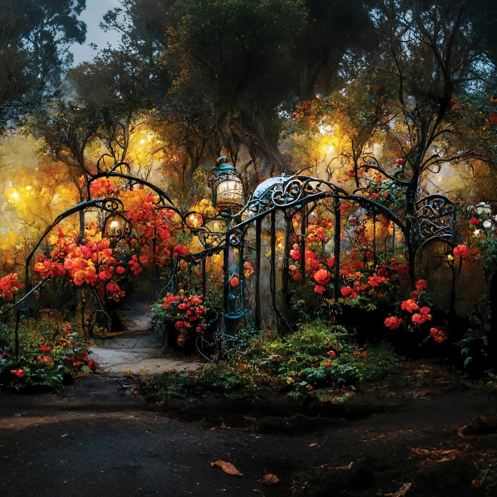 Fond Photo Fleur Chemin de Jardin d'Automne Portail en Fer LXX2-53