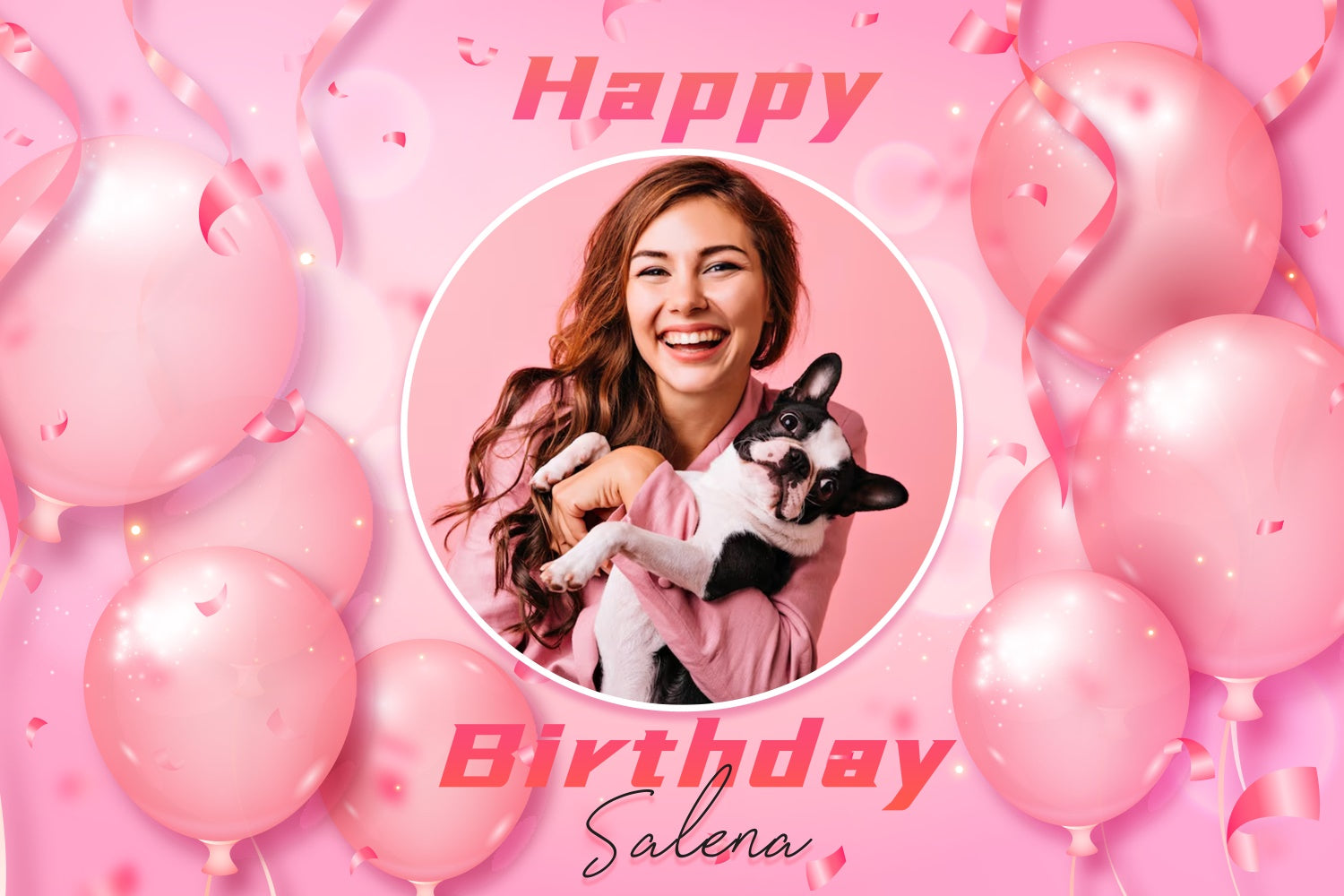 Toile de fond Anniversaire Personnalisé Ballons Confettis Roses LXX3-113