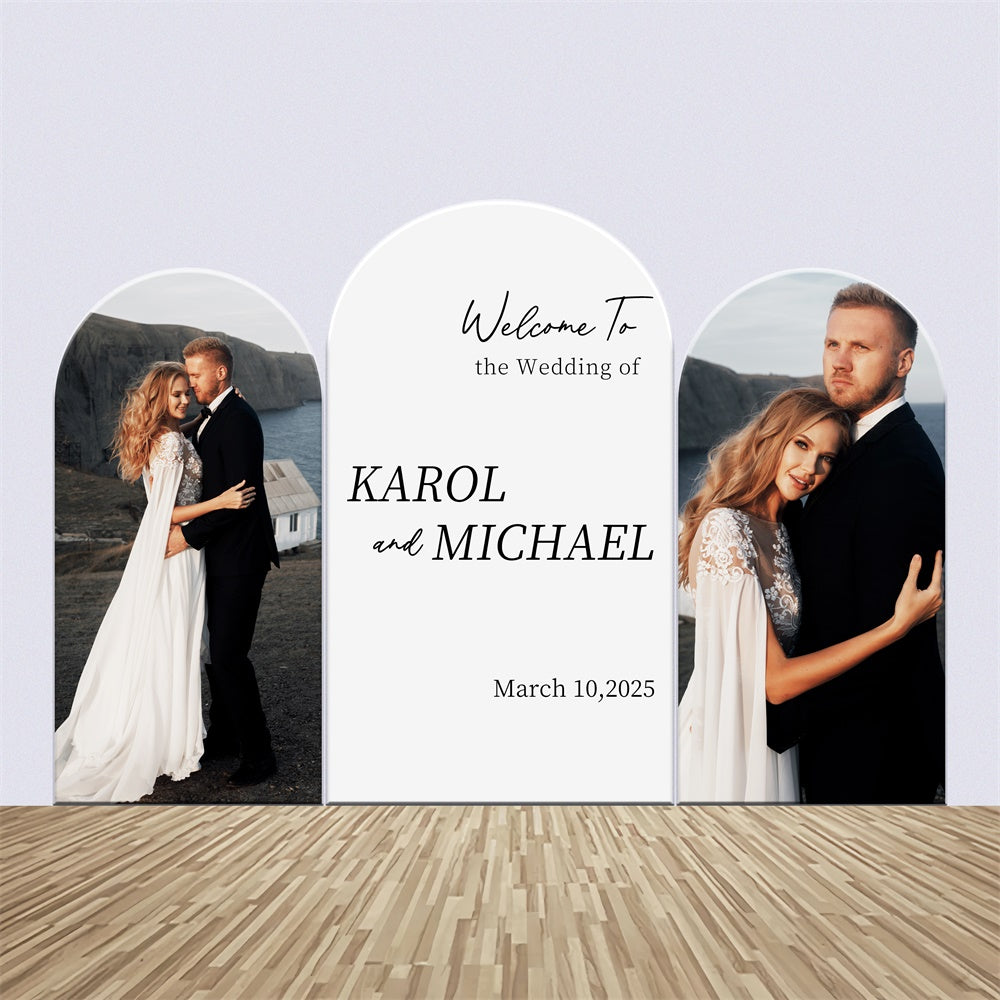 Kit de Toile de fond Arch Personnalisable Mariage Couple Moderne Bienvenue LXX3-138