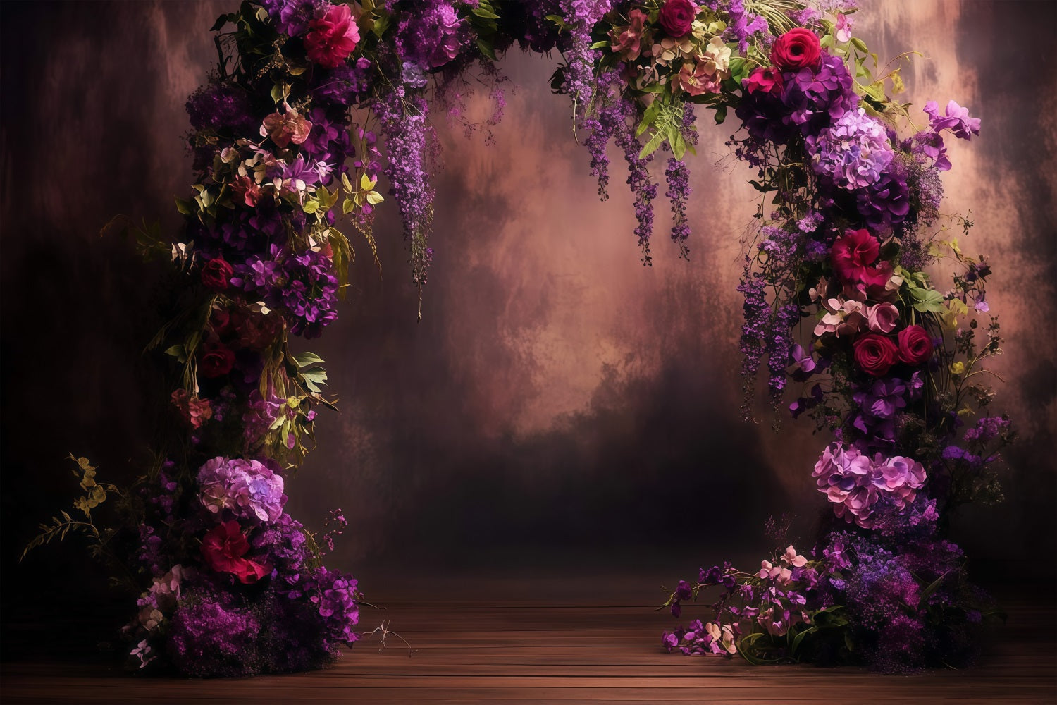 Toile de fond Fête des Mères Arche Florale Violet Profond LXX3-42