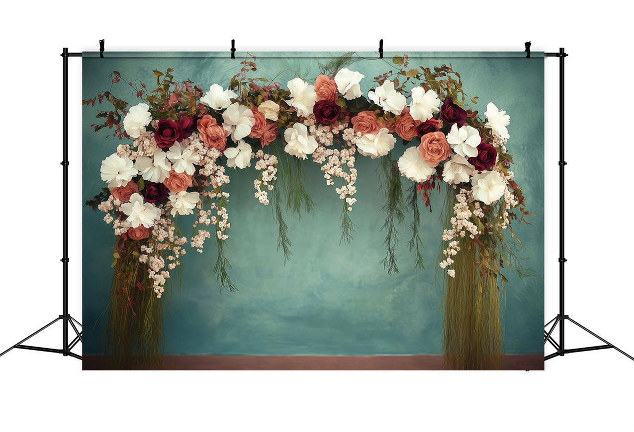 Toile de fond Photo Fête des Mères Arche Florale Teal LXX3-49